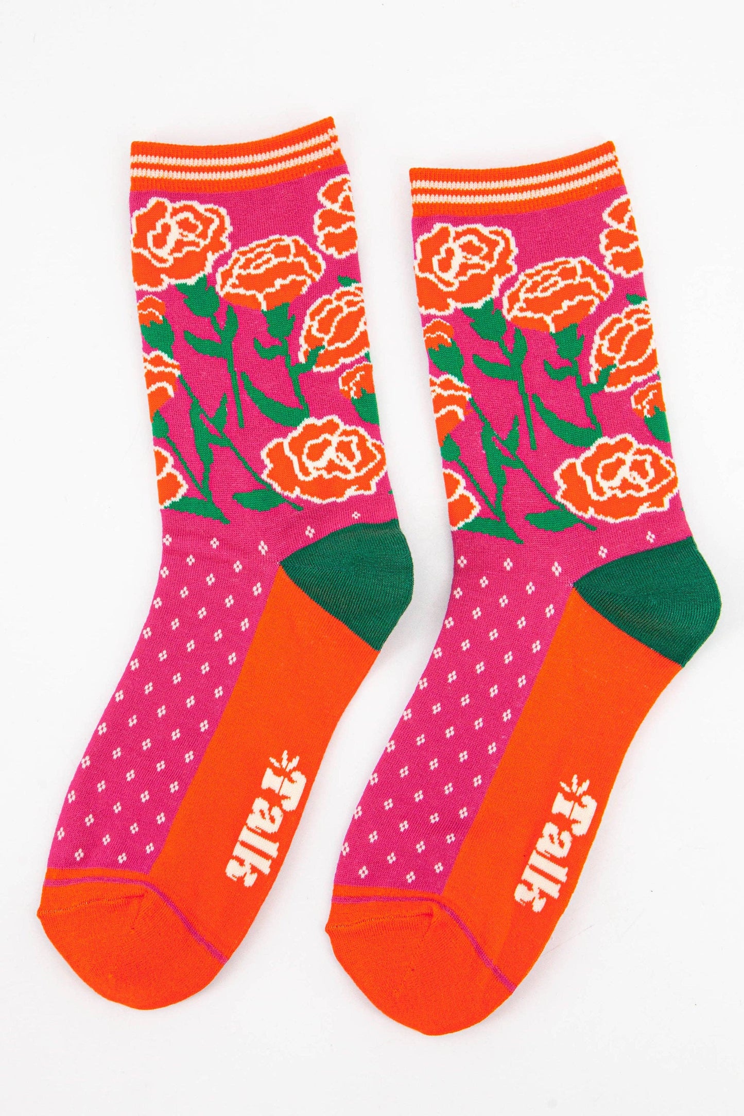 Sock Talk | Women's Carnation Floral Print Bamboo Socks | UK 3-7 | EU 36-40