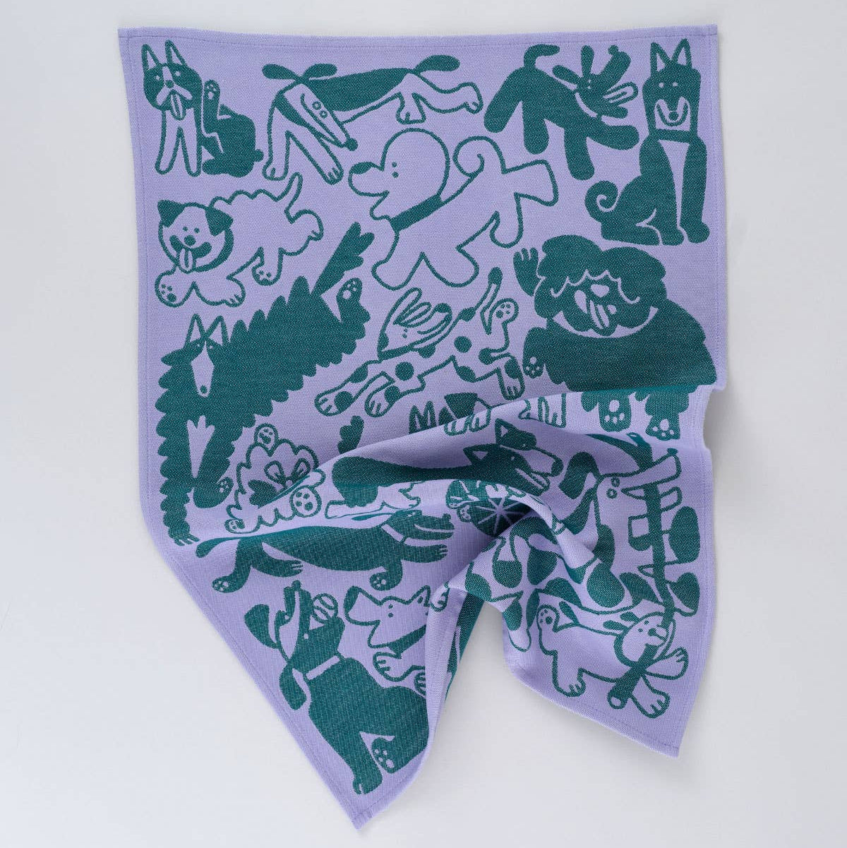Wrap | Cotton Tea Towel | Dogs Day Out Lilac/Green