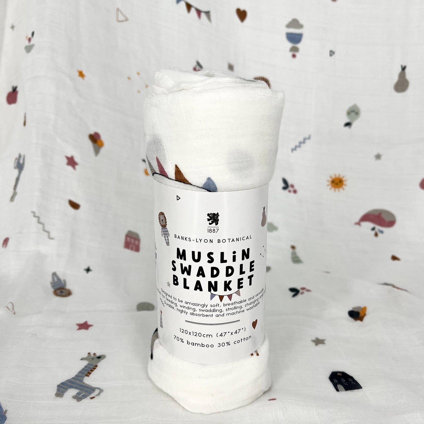 Banks-Lyon Botanical | Bamboo Baby Swaddle Blanket | Signature Print