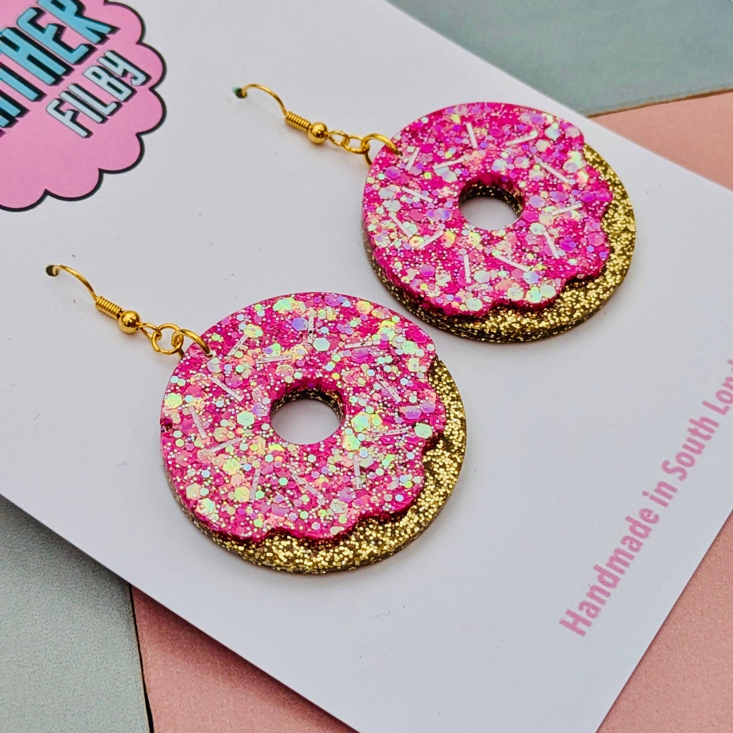 By Heather Filby | Glitzy Glitter Earrings | Doughnut