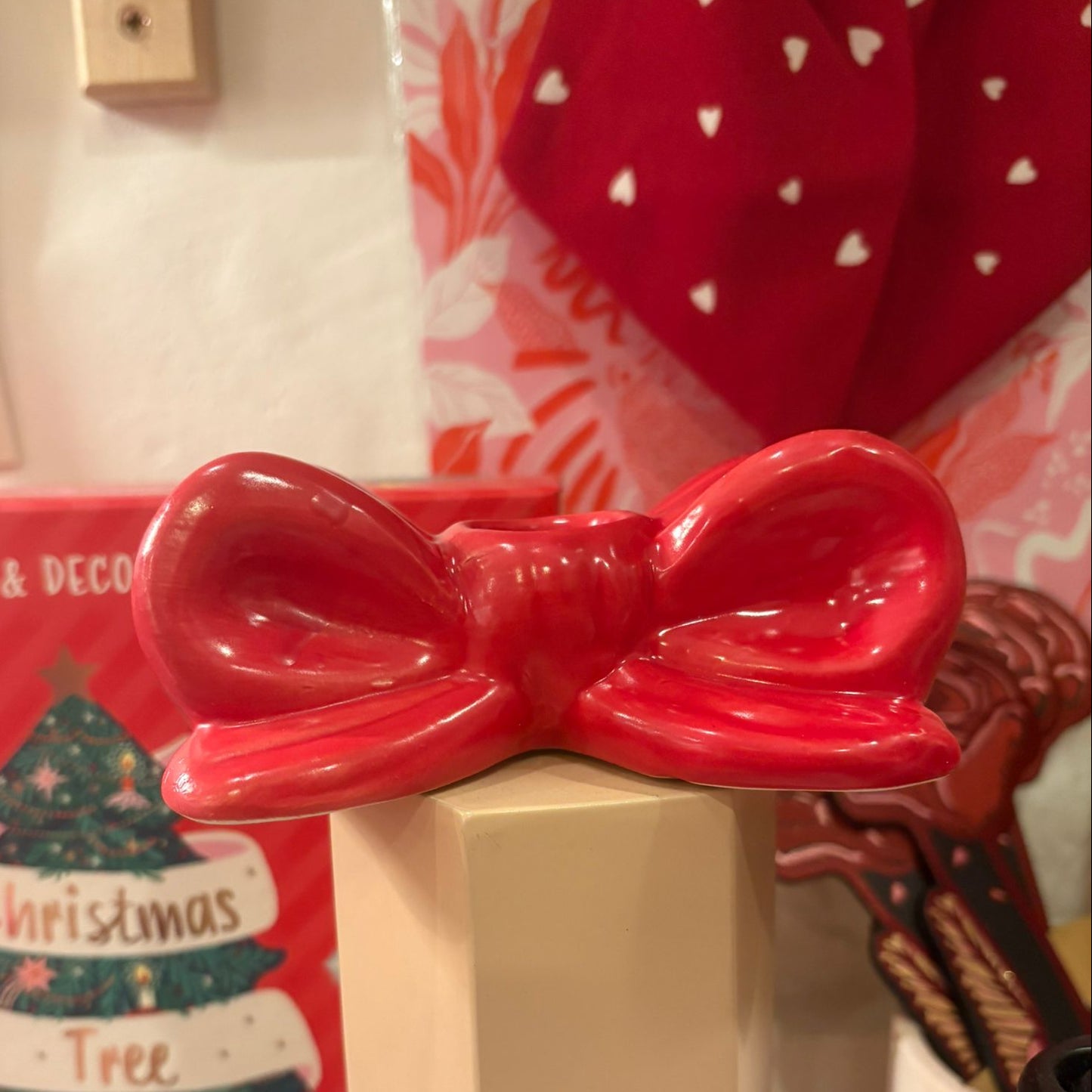 Rico | Porcelain Candle Holder Bow | Red