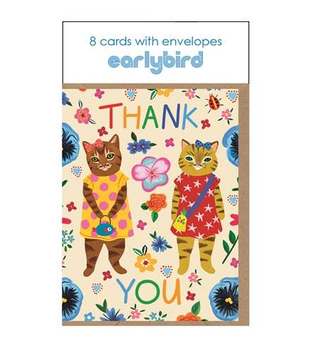 Earlybird | Kitsch Cats Thank You Cards | Pack of 8