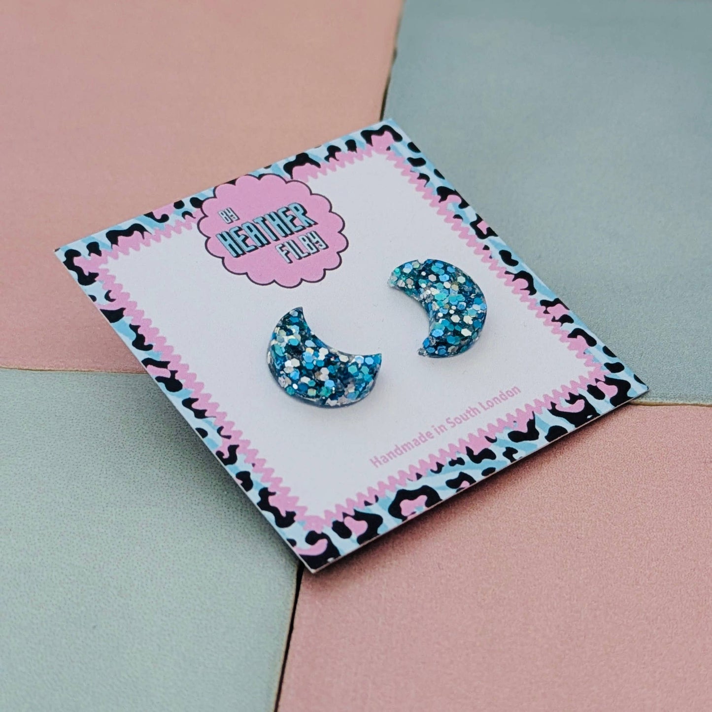 By Heather Filby | Glitter Stud Earrings | Moon (Purple)