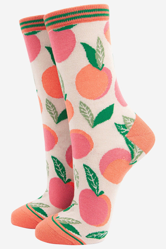 Sock Talk | Women's Peach Print Bamboo Socks | UK 3-7 | EU 36-40