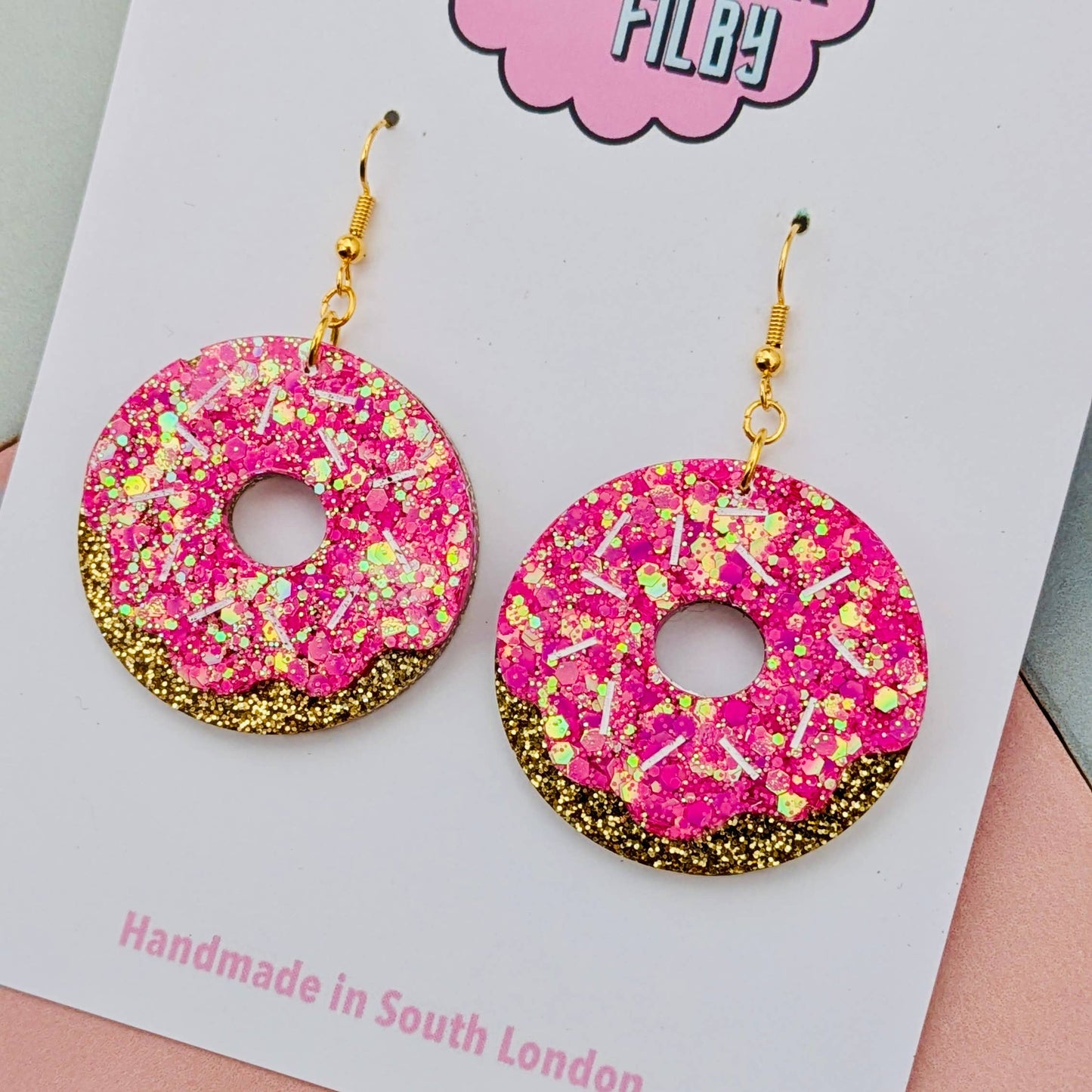 By Heather Filby | Glitzy Glitter Earrings | Doughnut
