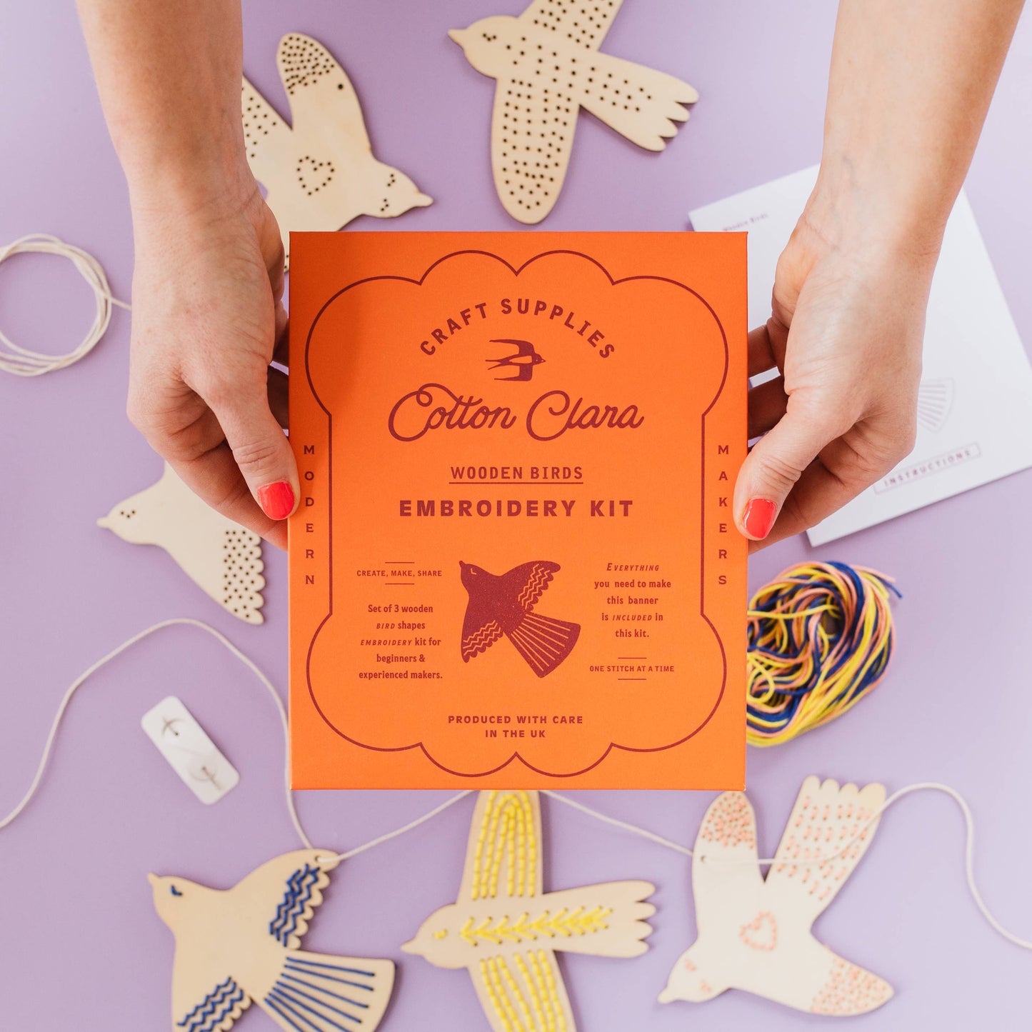 Cotton Clara | Wooden Bird Embroidery Kit | DIY Garland