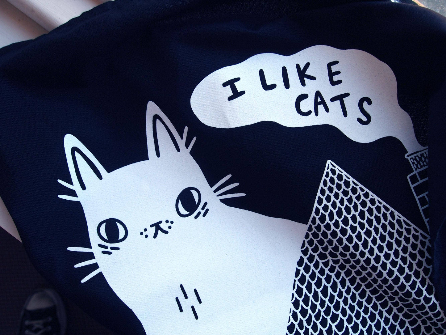 I Like Cats | Cotton Screen Printed Tea Towel | Cat and House