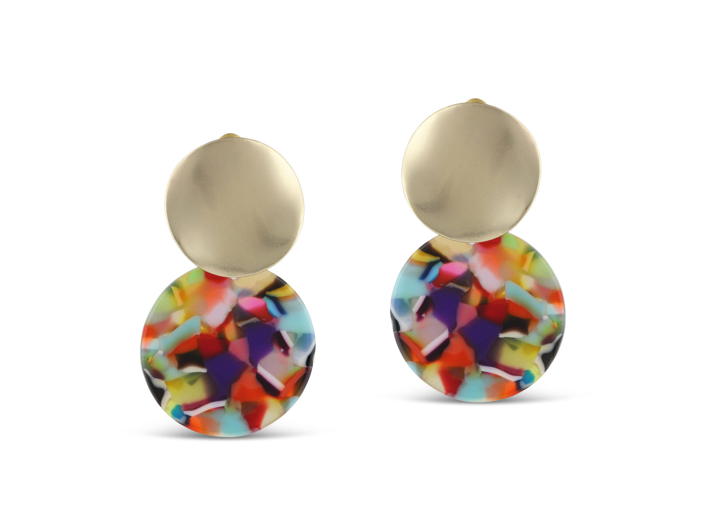 Big Metal London | Sarah Two Tone Earrings | Red/Orange/Lilac