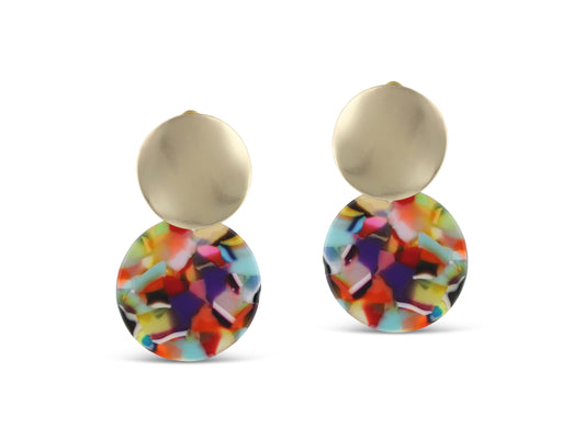 Big Metal London | Sarah Two Tone Earrings | Red/Orange/Lilac
