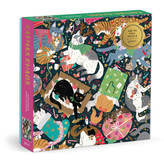 Jigsaw | 500 Piece Foil Puzzle | Catmas Chaos