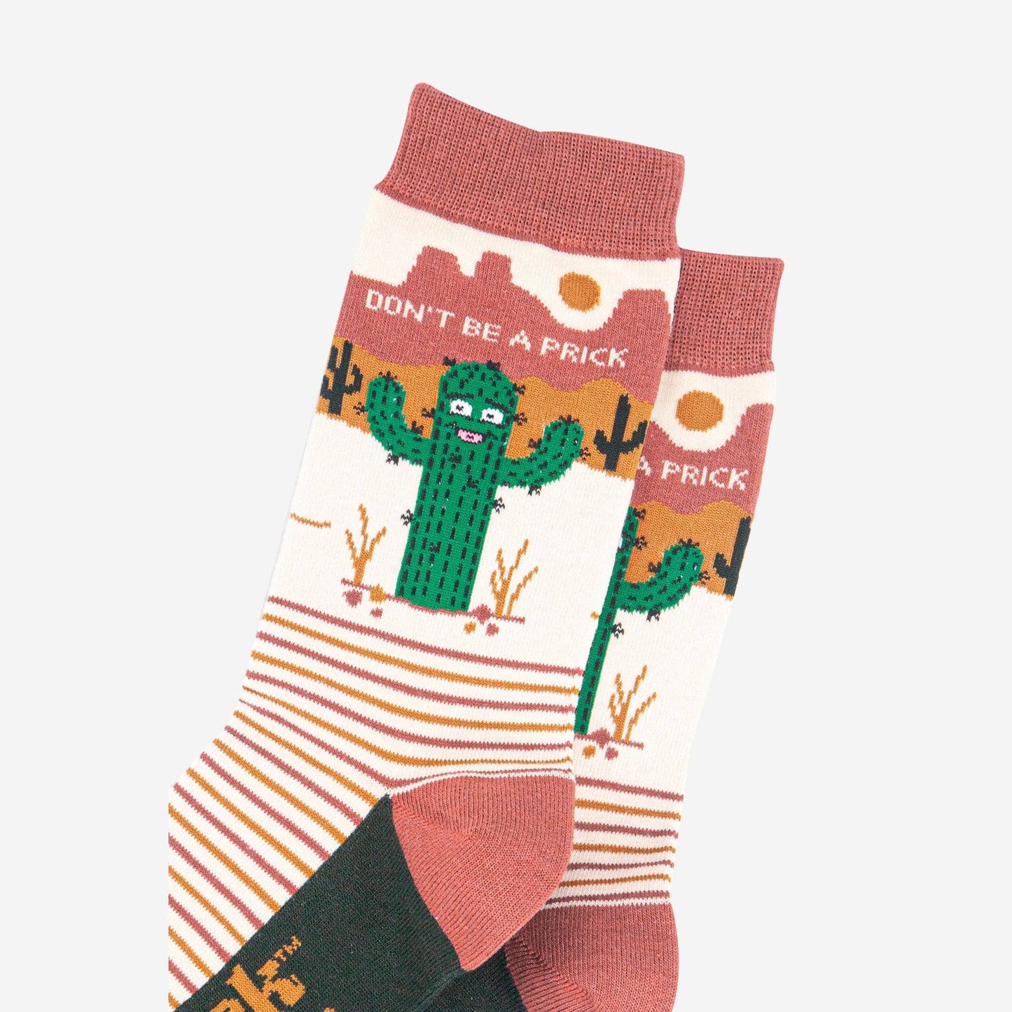 Sock Talk | Men's Combed Cotton Crew Socks | Cream, Prickly Cactus | UK 7-11