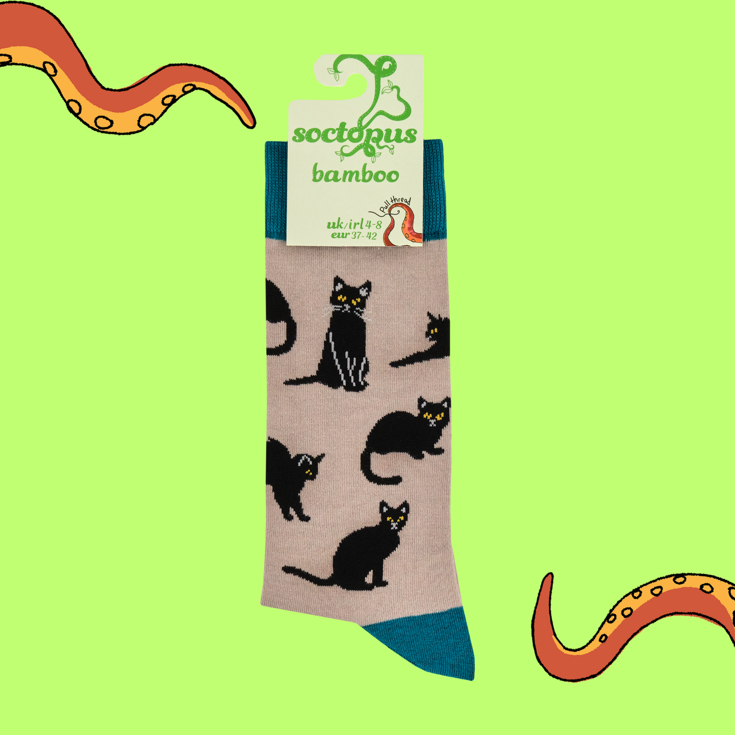 Socktopus | Bamboo Socks | Black Cats | L UK 9-12