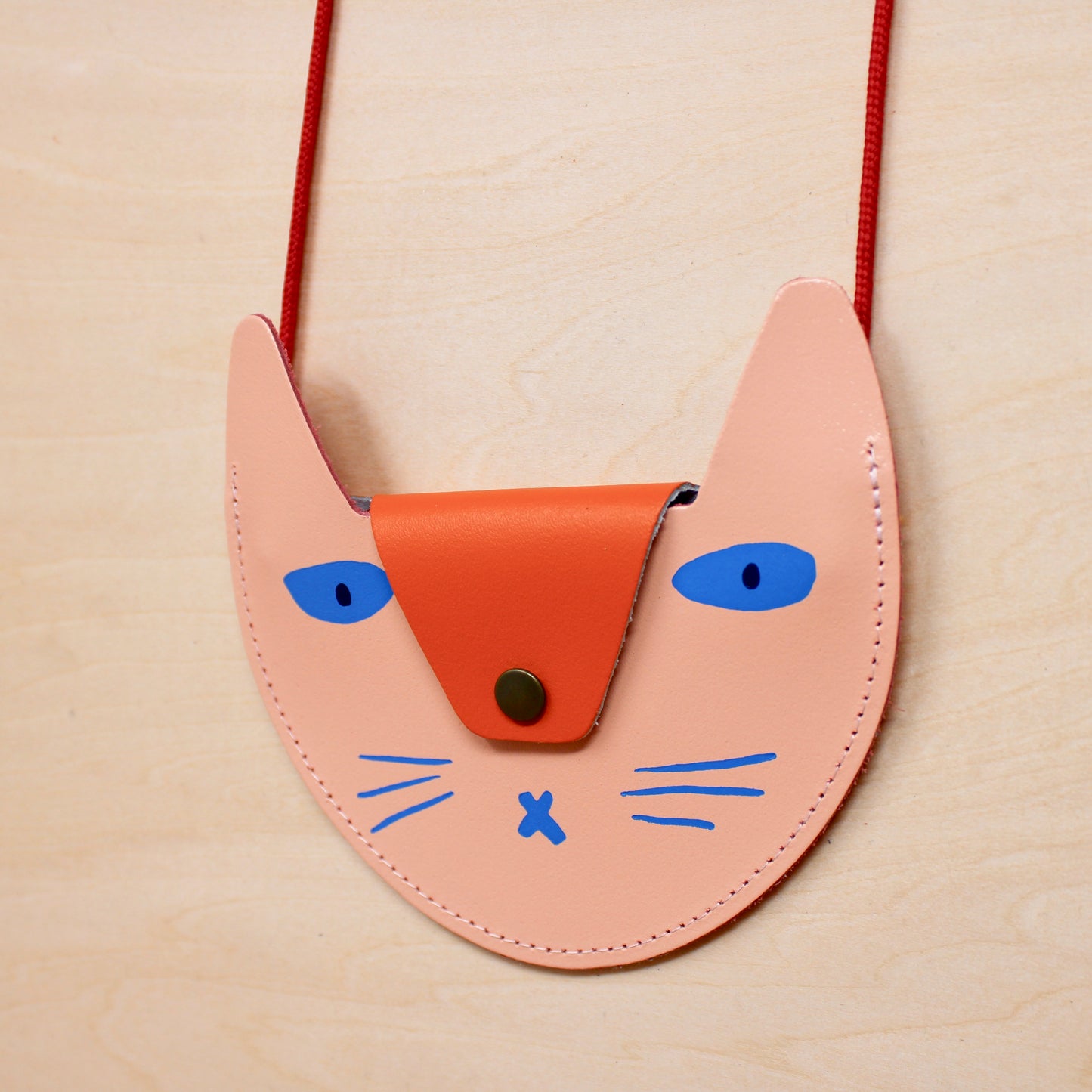 Cat Pocket Purse | Peach & Orange