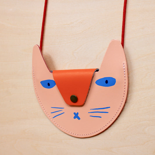 Cat Pocket Purse | Peach & Orange