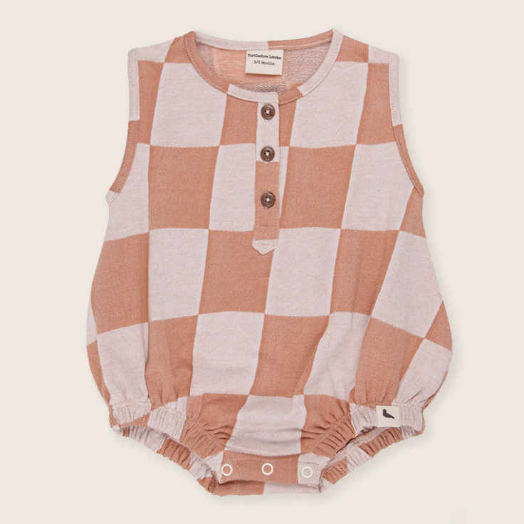 Turtledove London | Chequer Bubble Romper | Sunset