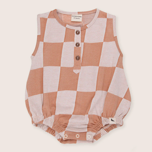 Turtledove London | Chequer Bubble Romper | Sunset