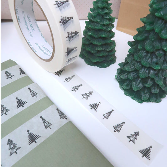 Cascayde | Paper Tape 24mm Wide x 50m Long | Christmas Trees