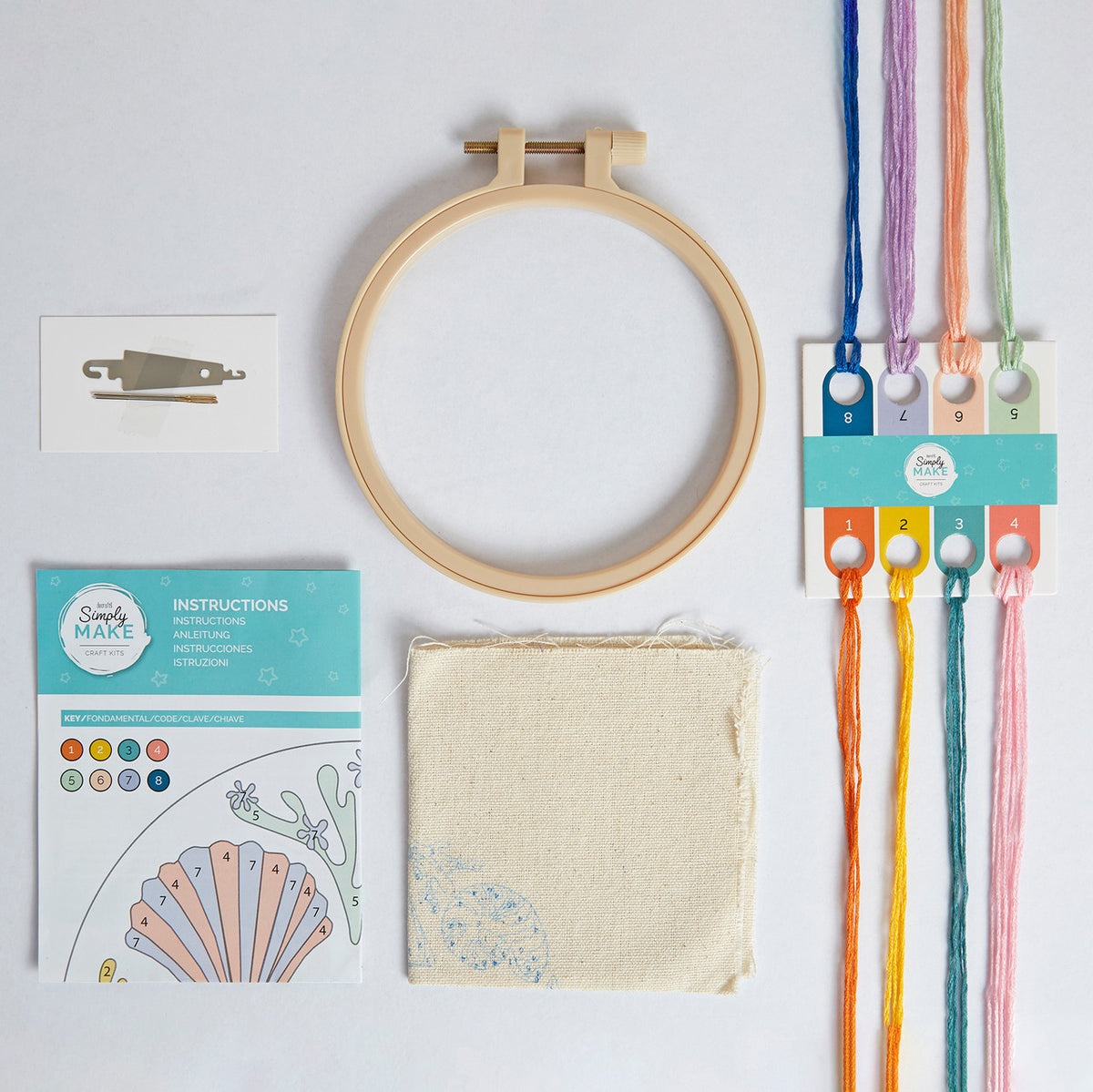 Simply Make | Embroidery By Numbers Kit | Seashells