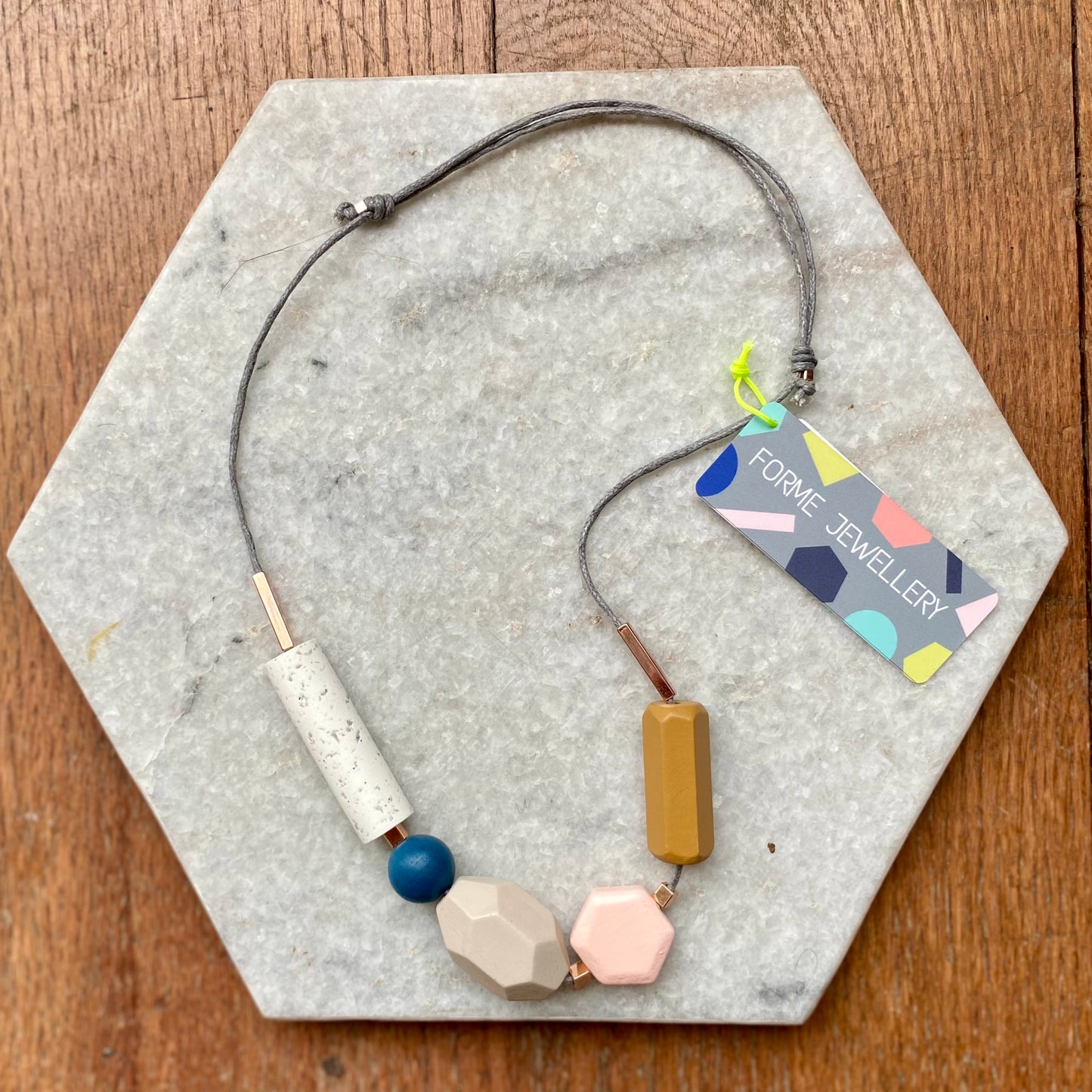 Forme | Necklace | Greys, Mustard, Pink & Navy