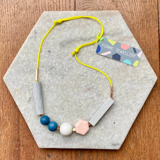 Forme | Necklace | Neon Yellow, Grey, Pink & Navy