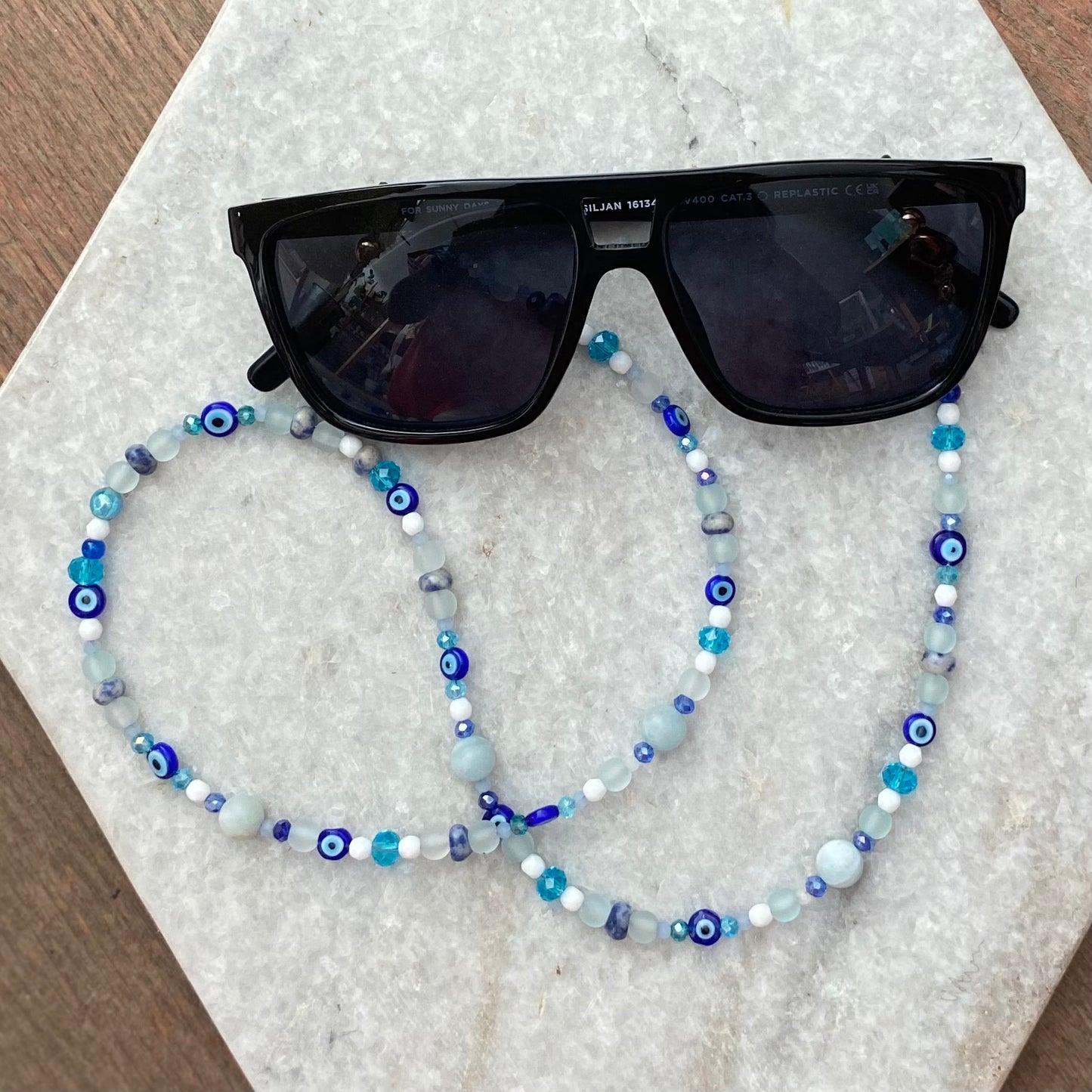 Northern Rose | Detachable Beaded Glasses Chain | Evil Eyes, Morganite & Sodalite