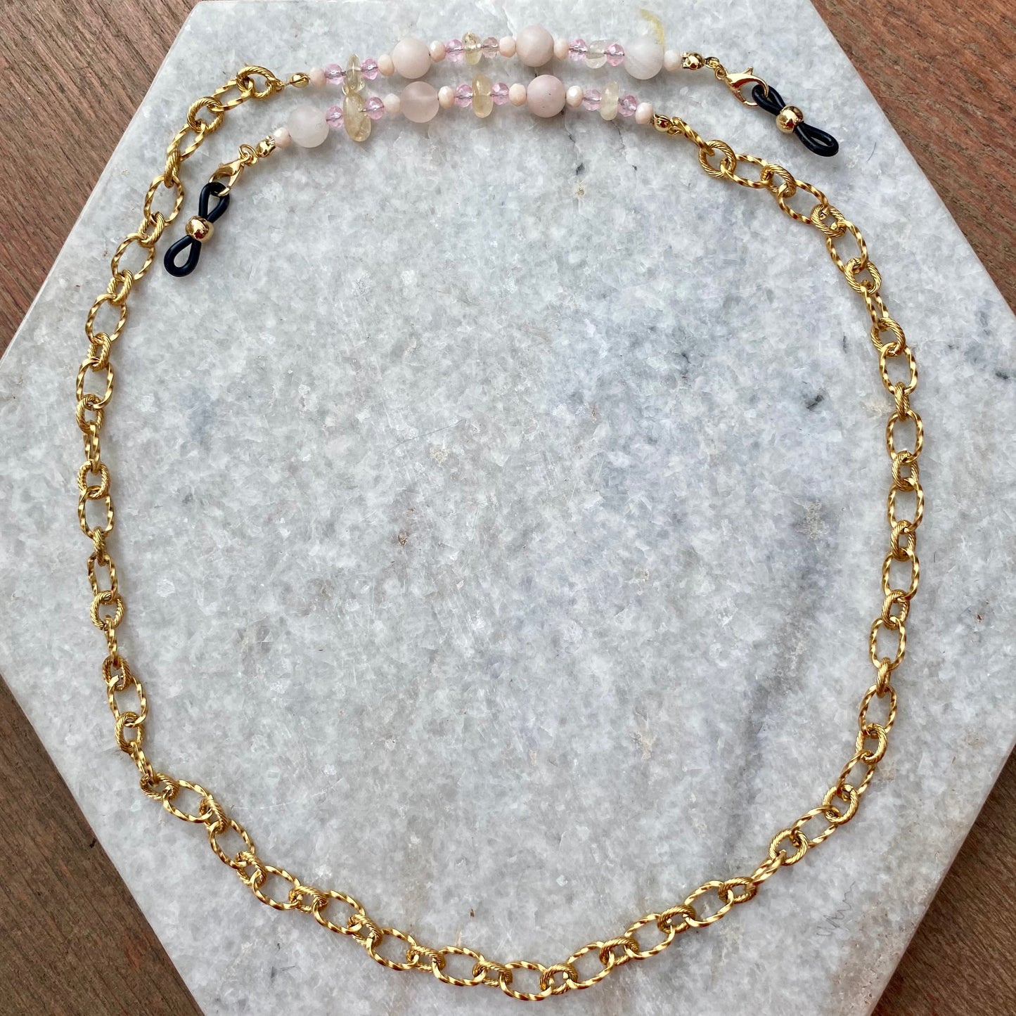 Northern Rose | Detachable Beaded Glasses Chain | Morganite & Citrine