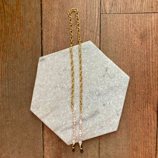 Northern Rose | Detachable Beaded Glasses Chain | Morganite & Citrine