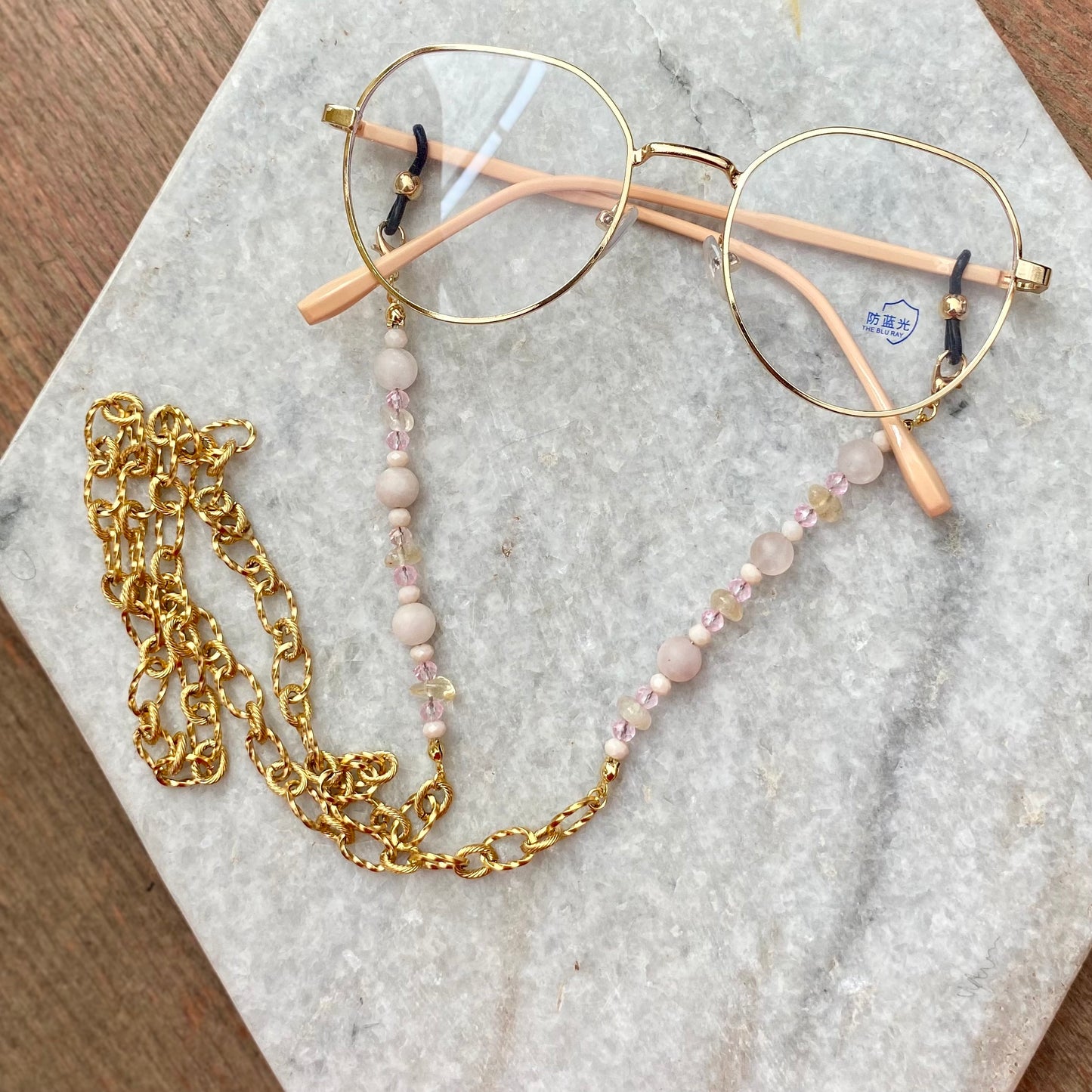 Northern Rose | Detachable Beaded Glasses Chain | Morganite & Citrine