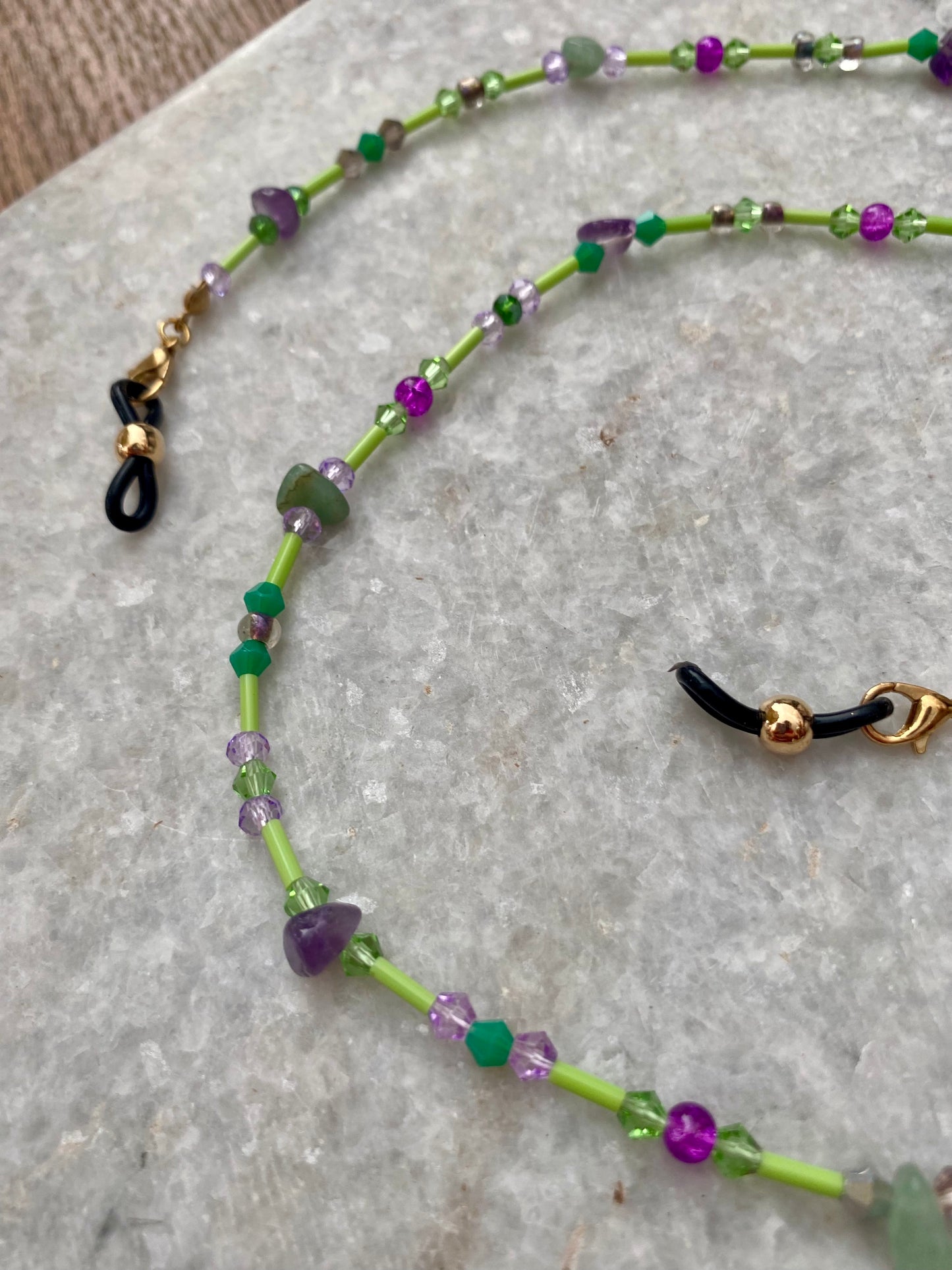 Northern Rose | Detachable Beaded Glasses Chain | Amethyst & Aventurine