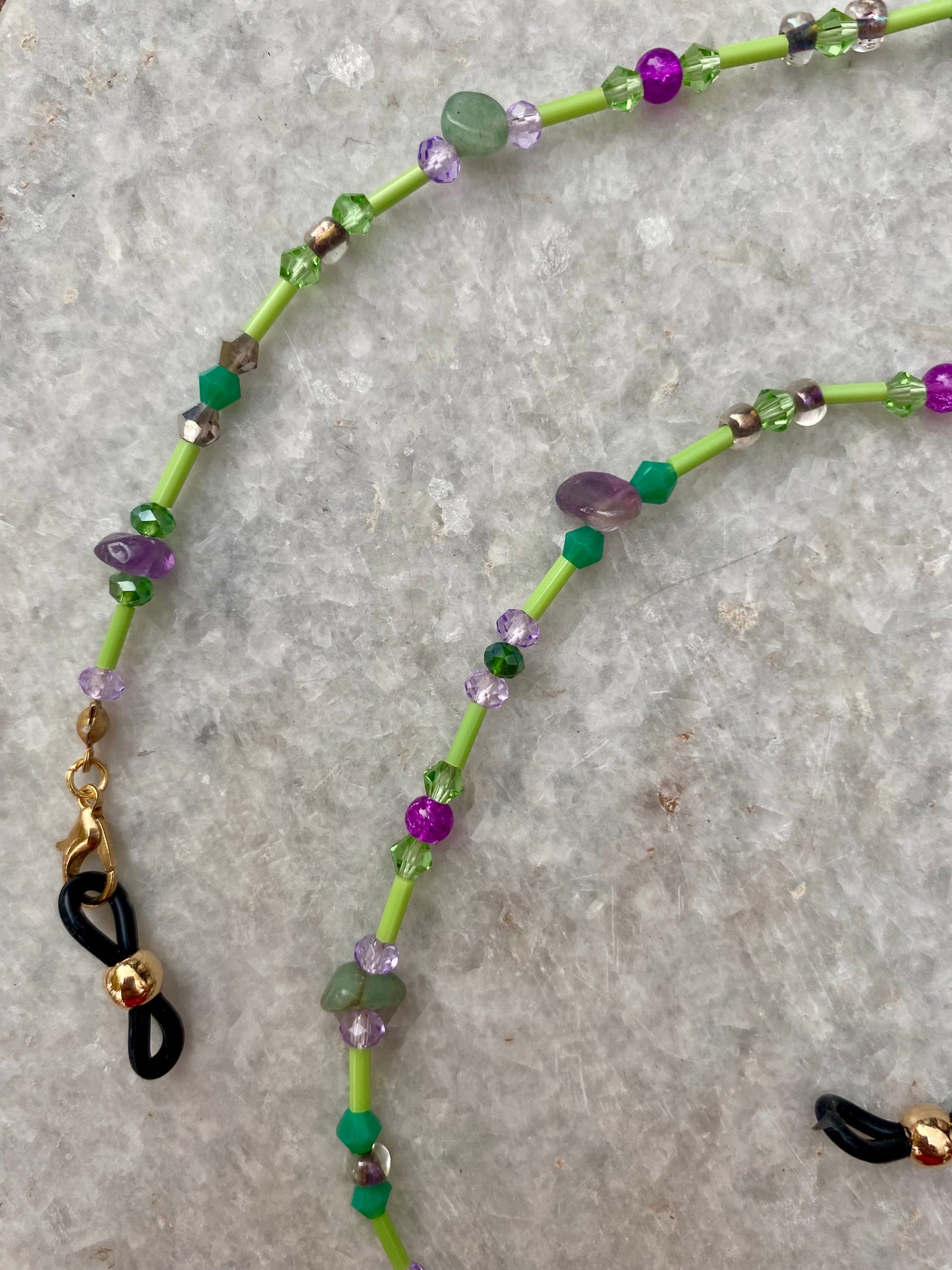 Northern Rose | Detachable Beaded Glasses Chain | Amethyst & Aventurine