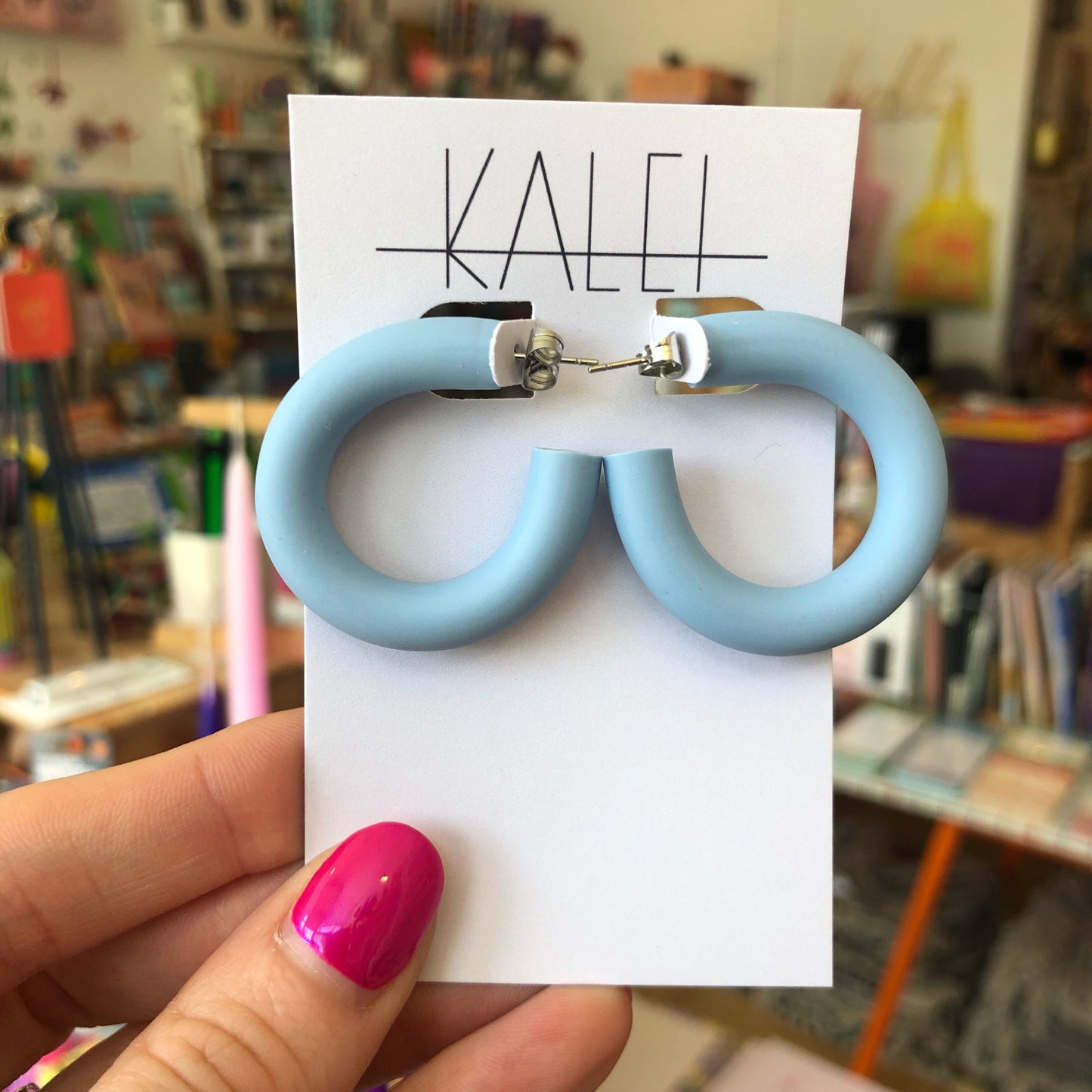 Kalei | Cornflower Blue HOOPS Statement Earrings