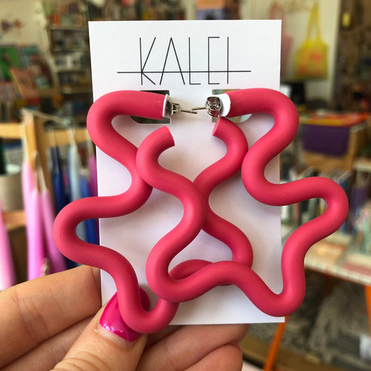 Kalei | Flamingo Pink WIGGLE Statement Earrings