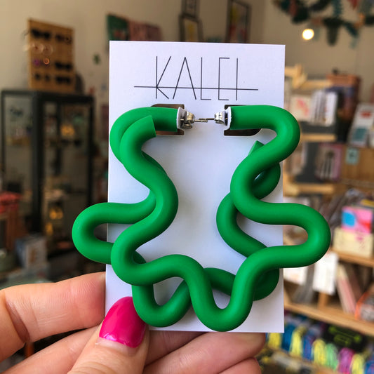 Kalei | Emerald Green WIGGLE Statement Earrings