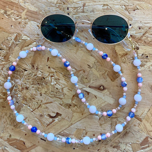 Northern Rose | Detachable Beaded Glasses Chain | Rose Quartz & Natural Fire Agate