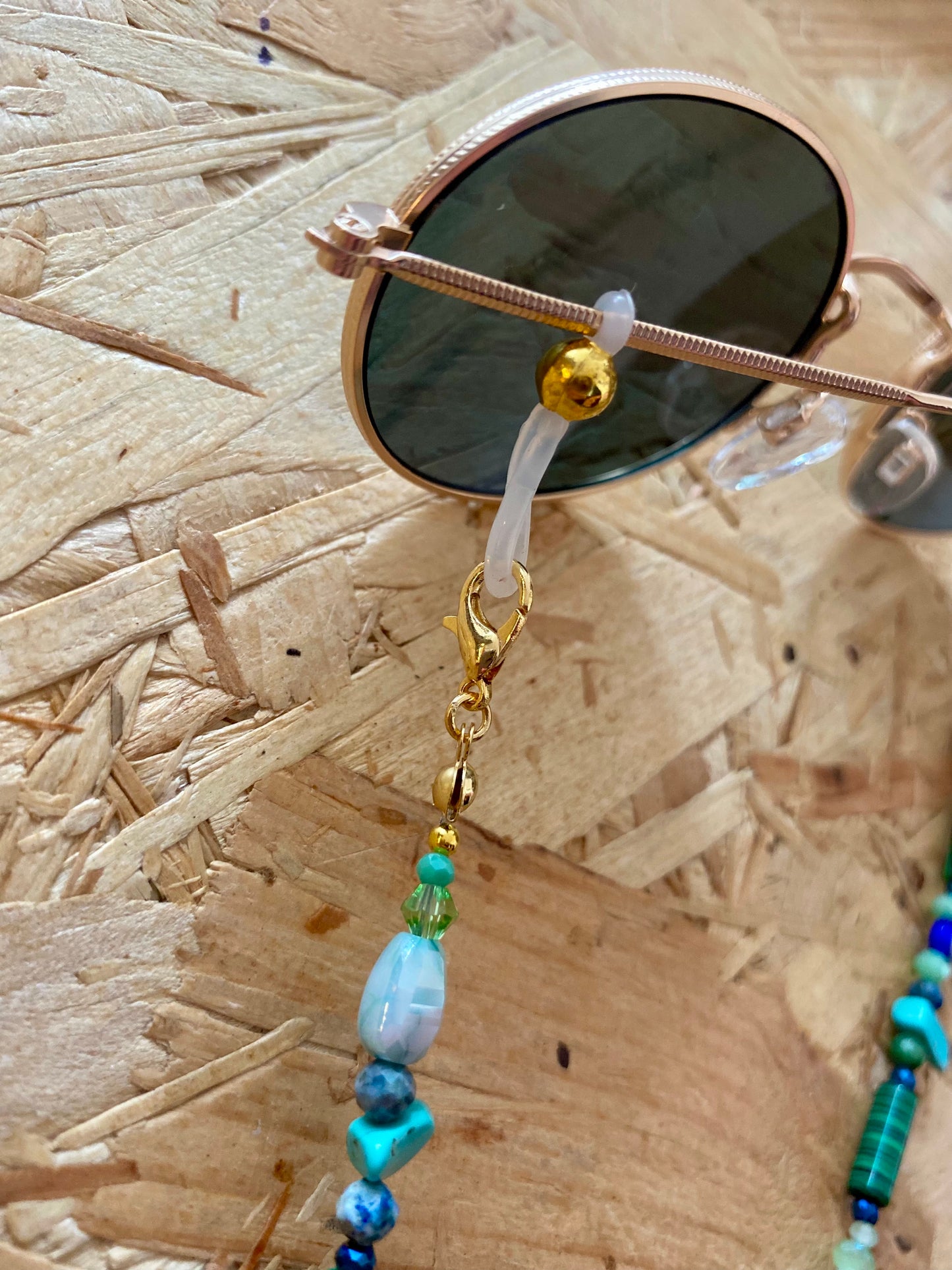 Northern Rose | Detachable Beaded Glasses Chain | Malachite, Morganite, Chrysocolla, Turquoise, Evil Eye