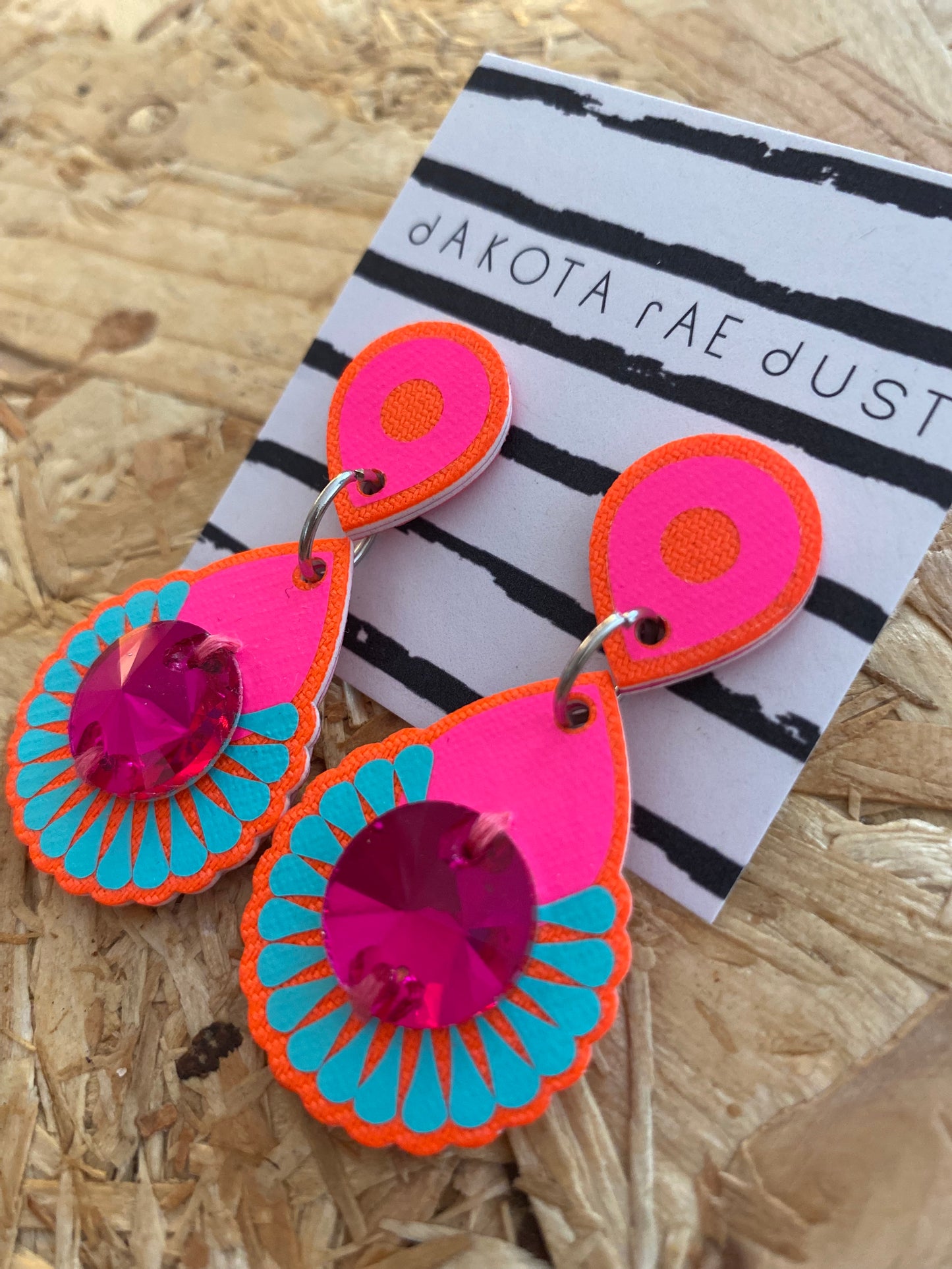 Dakota Rae Dust | Mini Jewel Earrings | Pink & Orange