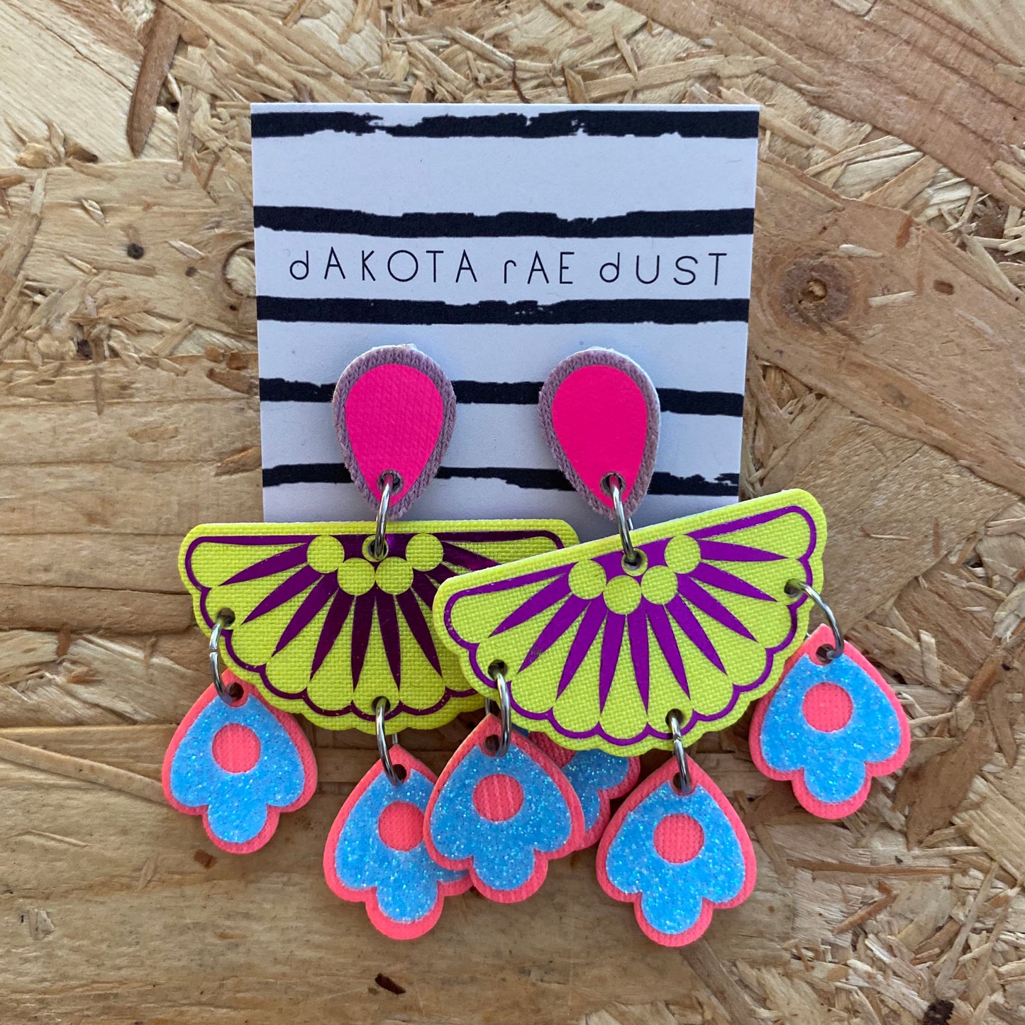 Dakota Rae Dust | Jangly Droplet Earrings | Yellow, Purple, Pink & Blue