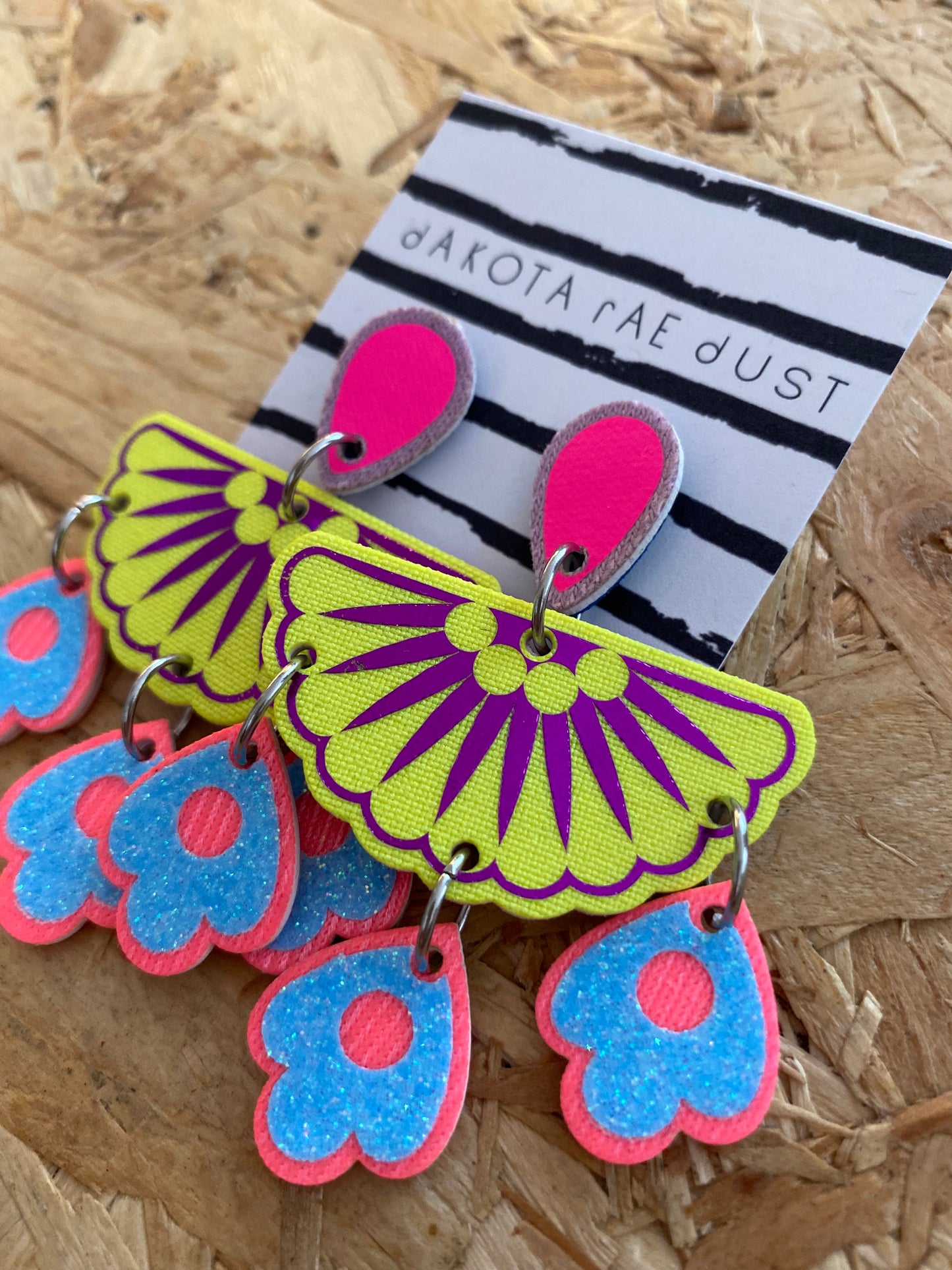 Dakota Rae Dust | Jangly Droplet Earrings | Yellow, Purple, Pink & Blue