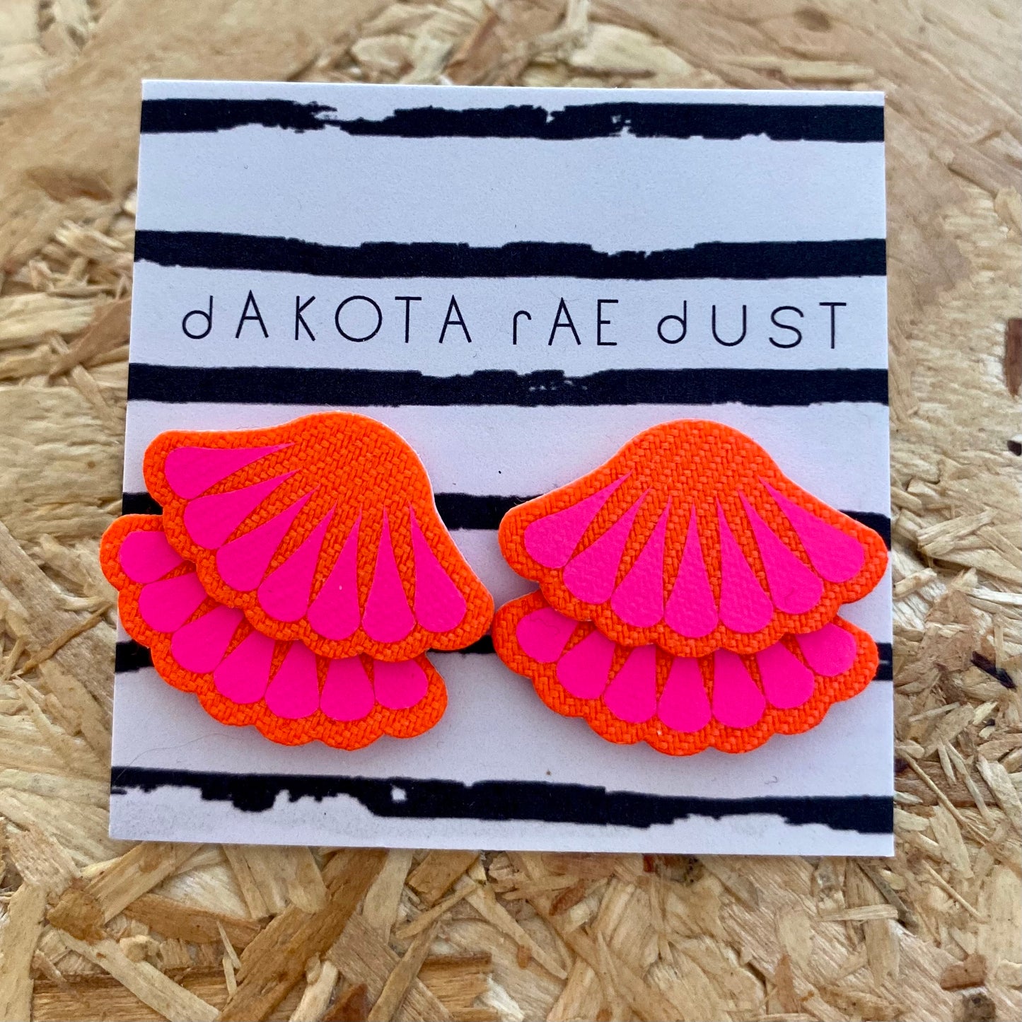 Dakota Rae Dust | Tiered Frill Stud Earrings | Orange & Pink