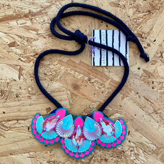Dakota Rae Dust | Mini Bib Necklace | Pink, Turquoise, Lilac & Navy