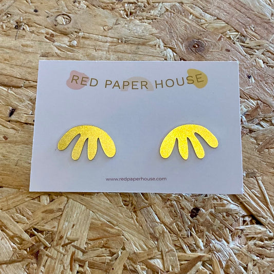 Red Paper House | Contemporary Brass Leaf Stud Earrings
