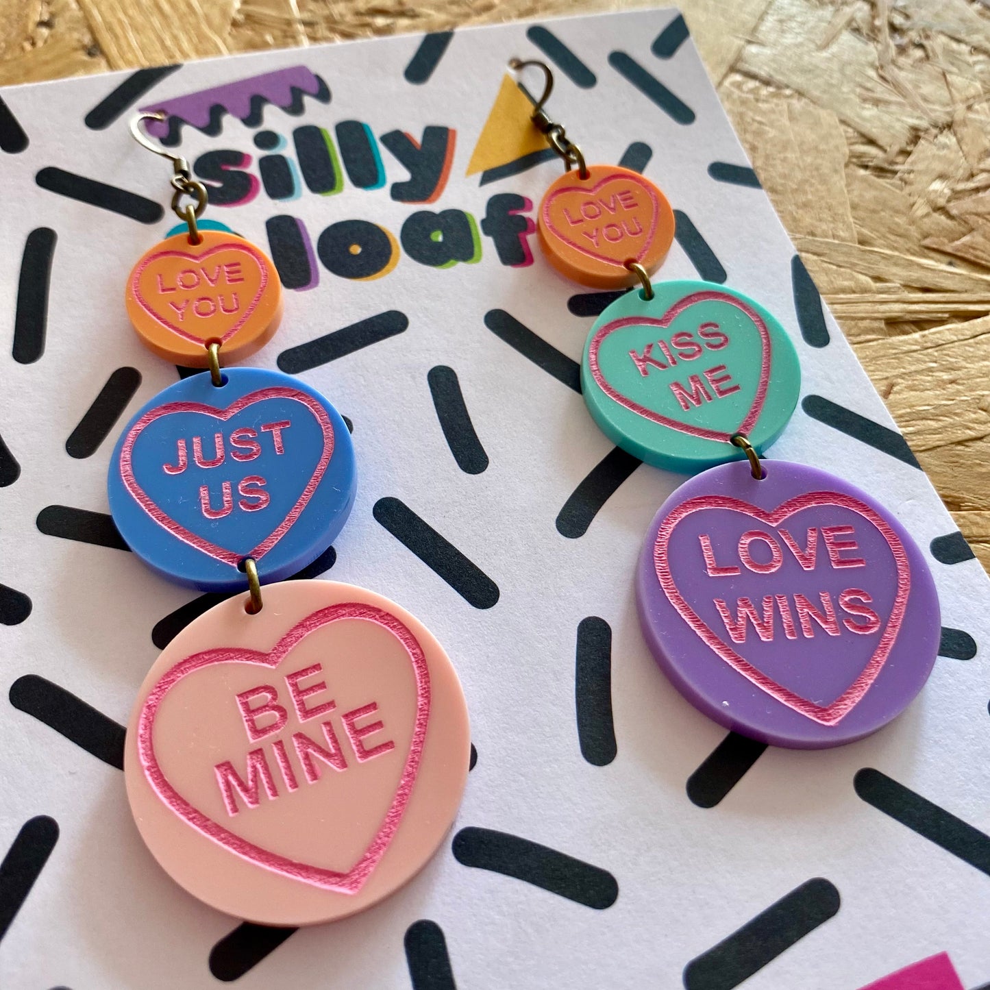 Silly Loaf | Statement Earrings | Love Hearts