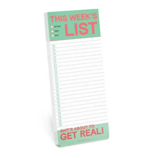 This Week’s List | Make-a-List Pad | Shits About to Get Real