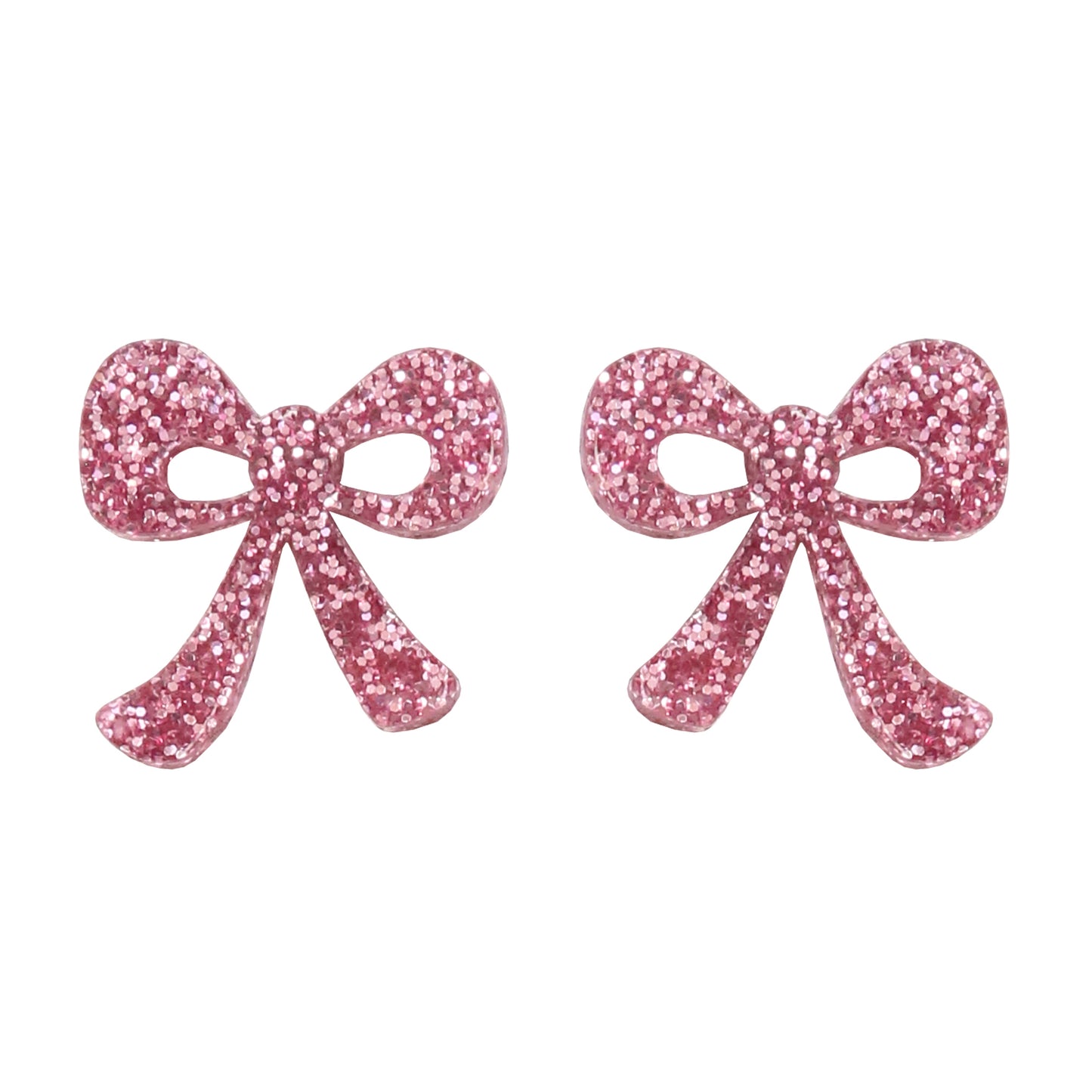 Kam Creates | Mini Bow Studs (Pink Glitter)