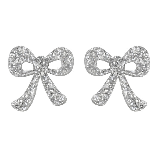 Kam Creates | Mini Bow Studs (Silver Glitter)