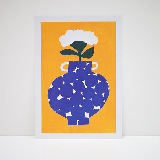 A4 Unframed Print | Lemon and Sugar Prints | Blue Dotty Vase