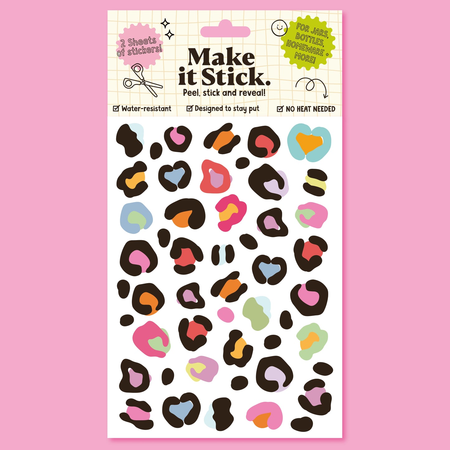 Make It Stick | Peel & Stick Transfers | Colourful Leopard Print