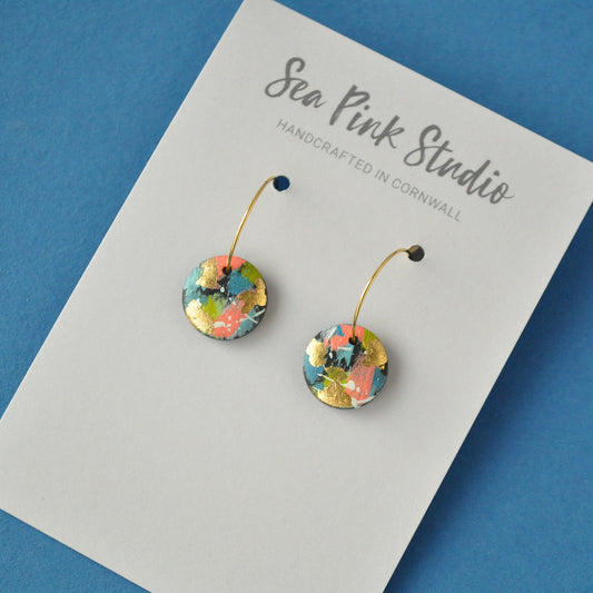 Sea Pink Studio | Hoop Earrings | Mini Art Splash Ink Blue