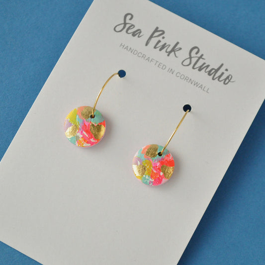 Sea Pink Studio | Hoop Earrings | Mini Art Splash Pink