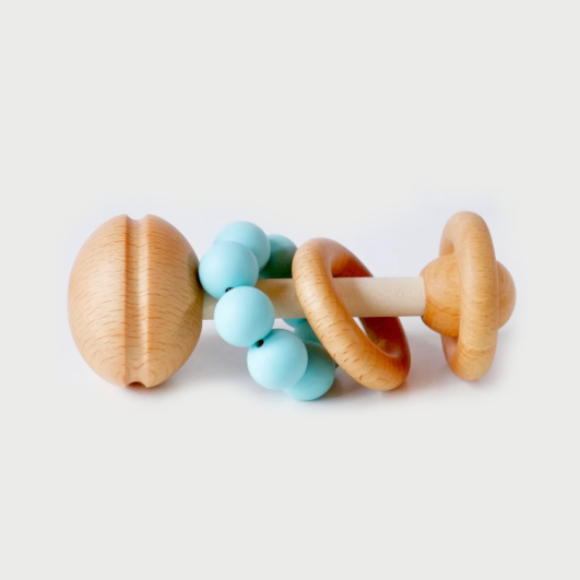 Wooden & Silicone Rattle | Mint